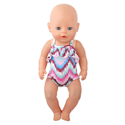 43 Cm Baby New born Doll Clothes Swimsuit Flowers, Rainbow, Animal Swinsuit Accessories For 18 Inch American& OG Girl Dolls Toy