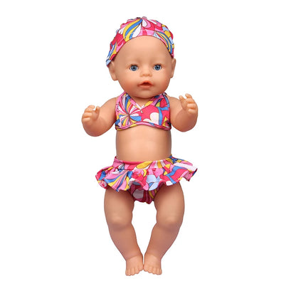 43 Cm Baby New born Doll Clothes Swimsuit Flowers, Rainbow, Animal Swinsuit Accessories For 18 Inch American& OG Girl Dolls Toy