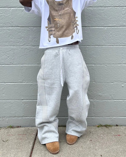 Casual Loose Straight Leg Pants Striped 2025 Summer Fashion Trend Brand Street Hip-hop Jogging Men's Women's Harajuku Sweatpants