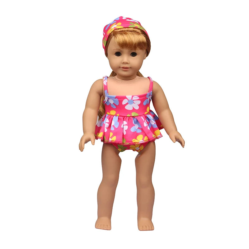 43 Cm Baby New born Doll Clothes Swimsuit Flowers, Rainbow, Animal Swinsuit Accessories For 18 Inch American& OG Girl Dolls Toy