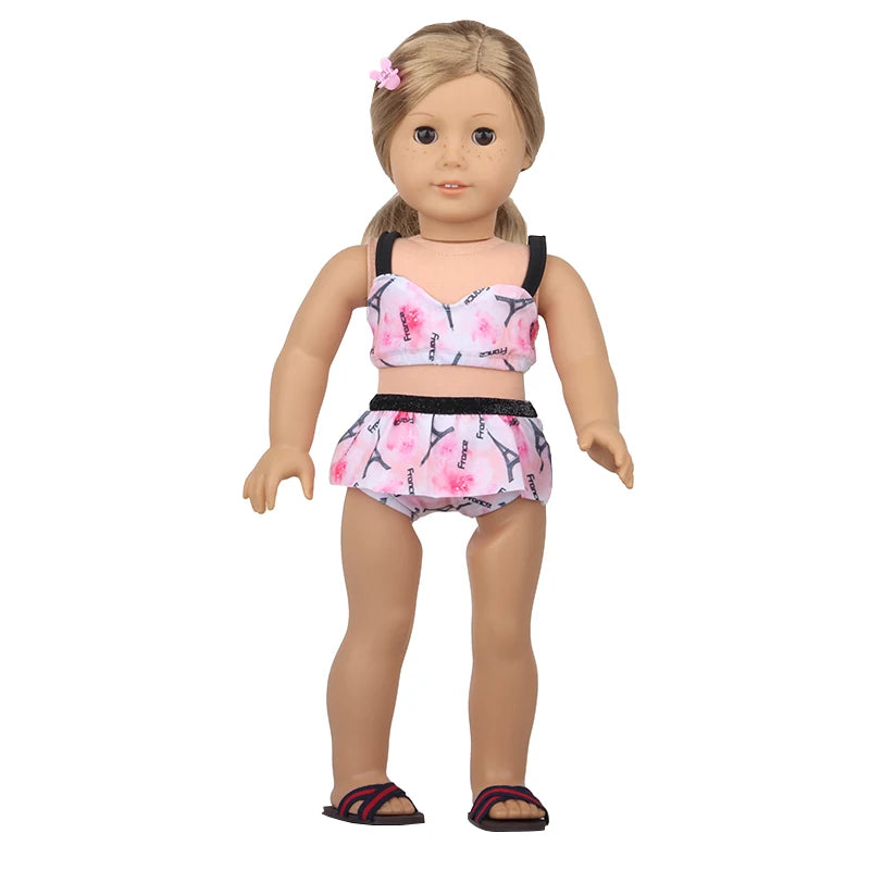 43 Cm Baby New born Doll Clothes Swimsuit Flowers, Rainbow, Animal Swinsuit Accessories For 18 Inch American& OG Girl Dolls Toy