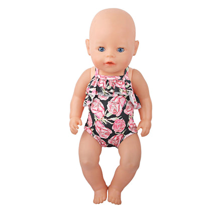 43 Cm Baby New born Doll Clothes Swimsuit Flowers, Rainbow, Animal Swinsuit Accessories For 18 Inch American& OG Girl Dolls Toy