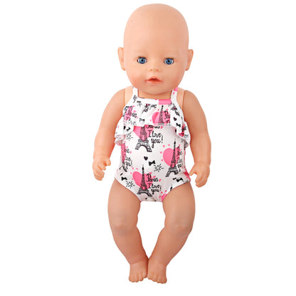 43 Cm Baby New born Doll Clothes Swimsuit Flowers, Rainbow, Animal Swinsuit Accessories For 18 Inch American& OG Girl Dolls Toy