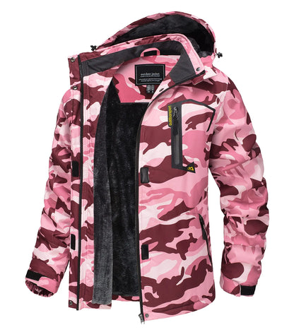 TACVASEN Winter Waterproof Ski Snowboard Jacket Womens Thermal Heavy Fleece Jackets Casual Work Rain Coat Windbreaker Parka