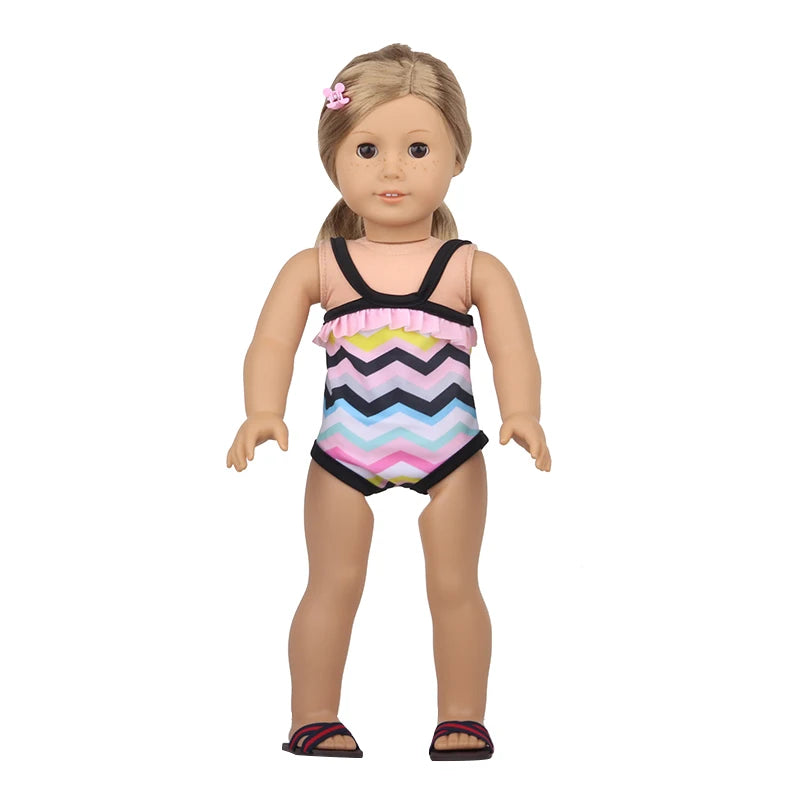 43 Cm Baby New born Doll Clothes Swimsuit Flowers, Rainbow, Animal Swinsuit Accessories For 18 Inch American& OG Girl Dolls Toy