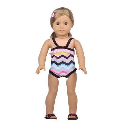 43 Cm Baby New born Doll Clothes Swimsuit Flowers, Rainbow, Animal Swinsuit Accessories For 18 Inch American& OG Girl Dolls Toy