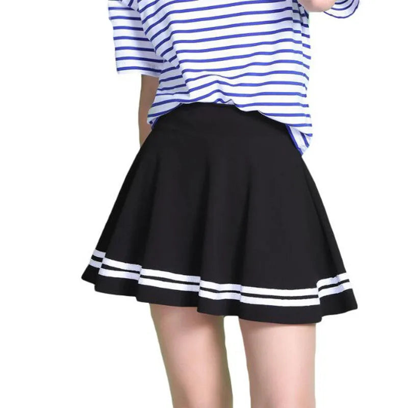 2026 Summer Style Women Skirt Solid Color Sexy High Waist Midi Pleated Skirts Stripe Black School Korean Mini A-line Saia