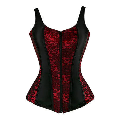 Overbust Corset Top with Straps Jacquard Corset Bustier Zipper Plus Size for Women Corset Dress with Skirt Black Red purple
