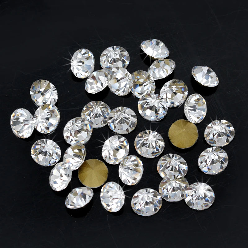 1440P SS2/3/4/5/6/8 Round Facet Cone Cz Crystal 36Color Pointed Back Diamond For 3D Nail Arts Wedding Dress Repair Jewelry Beads