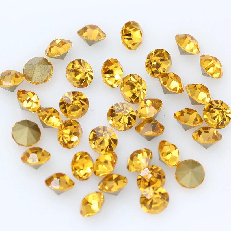 1440P SS2/3/4/5/6/8 Round Facet Cone Cz Crystal 36Color Pointed Back Diamond For 3D Nail Arts Wedding Dress Repair Jewelry Beads