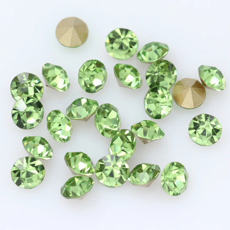 1440P SS2/3/4/5/6/8 Round Facet Cone Cz Crystal 36Color Pointed Back Diamond For 3D Nail Arts Wedding Dress Repair Jewelry Beads