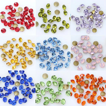 1440P SS2/3/4/5/6/8 Round Facet Cone Cz Crystal 36Color Pointed Back Diamond For 3D Nail Arts Wedding Dress Repair Jewelry Beads