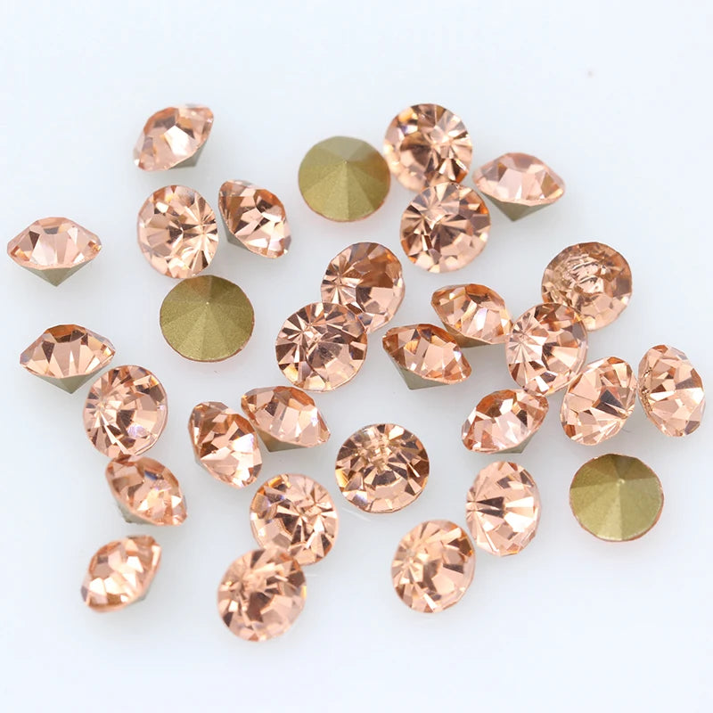 1440P SS2/3/4/5/6/8 Round Facet Cone Cz Crystal 36Color Pointed Back Diamond For 3D Nail Arts Wedding Dress Repair Jewelry Beads