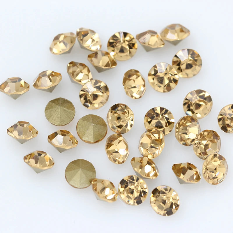 1440P SS2/3/4/5/6/8 Round Facet Cone Cz Crystal 36Color Pointed Back Diamond For 3D Nail Arts Wedding Dress Repair Jewelry Beads