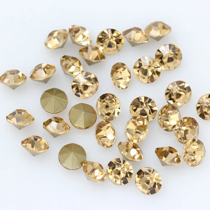 1440P SS2/3/4/5/6/8 Round Facet Cone Cz Crystal 36Color Pointed Back Diamond For 3D Nail Arts Wedding Dress Repair Jewelry Beads