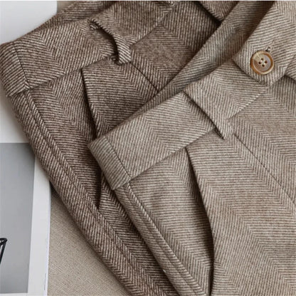 Woolen Pants Women's Harem Pencil Pants 2026 Autumn Winter High Waisted Casual Suit Pants Office Lady Women Trousers