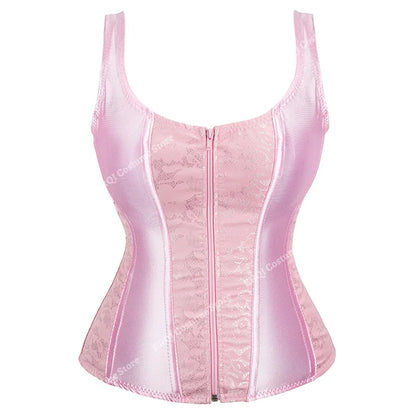 Overbust Corset Top with Straps Jacquard Corset Bustier Zipper Plus Size for Women Corset Dress with Skirt Black Red purple