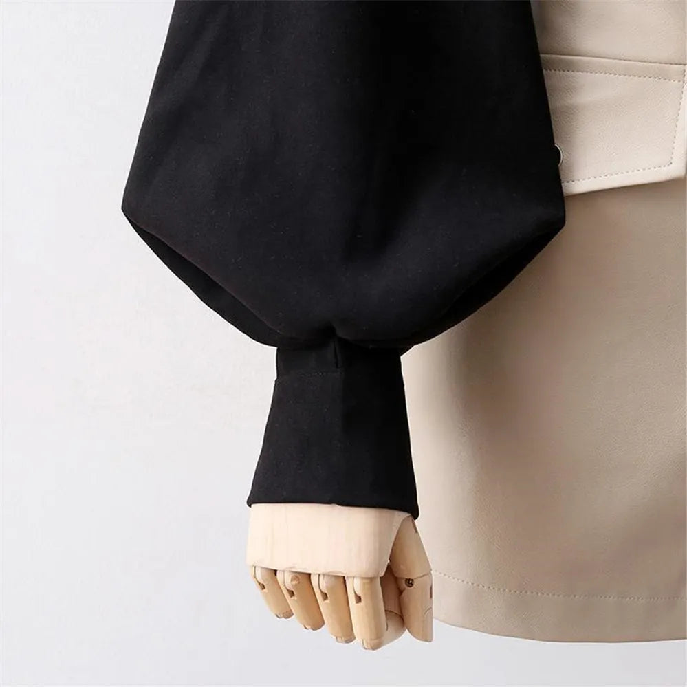 Korean Style 2022 Shirts Women Lantern Sleeve Loose Turn-down Collar Simple Solid Feminino Blouses Autumn All-match Fashion