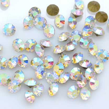1440P SS2/3/4/5/6/8 Round Facet Cone Cz Crystal 36Color Pointed Back Diamond For 3D Nail Arts Wedding Dress Repair Jewelry Beads