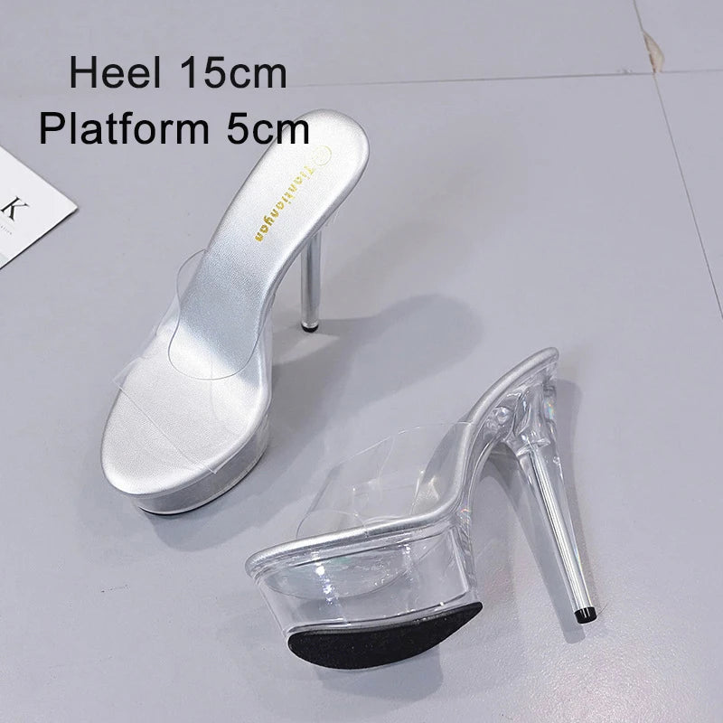 Girls Shoe for Party Club Stripper Heels Women Shoes 2021 Platforms High Heels Sandals Clear Sexy Pole Dance 20cm High Plus Size