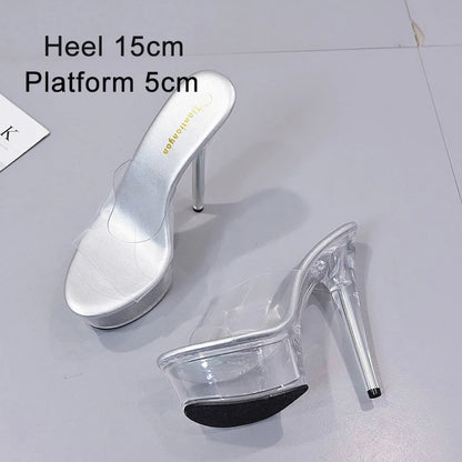 Girls Shoe for Party Club Stripper Heels Women Shoes 2021 Platforms High Heels Sandals Clear Sexy Pole Dance 20cm High Plus Size