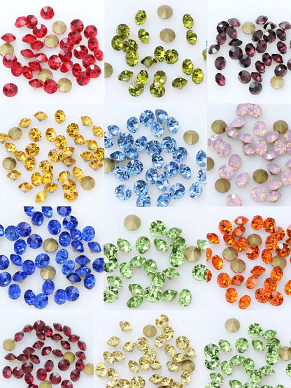 1440P SS2/3/4/5/6/8 Round Facet Cone Cz Crystal 36Color Pointed Back Diamond For 3D Nail Arts Wedding Dress Repair Jewelry Beads