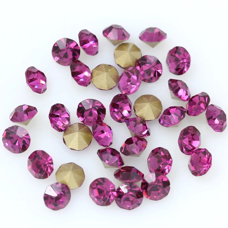 1440P SS2/3/4/5/6/8 Round Facet Cone Cz Crystal 36Color Pointed Back Diamond For 3D Nail Arts Wedding Dress Repair Jewelry Beads