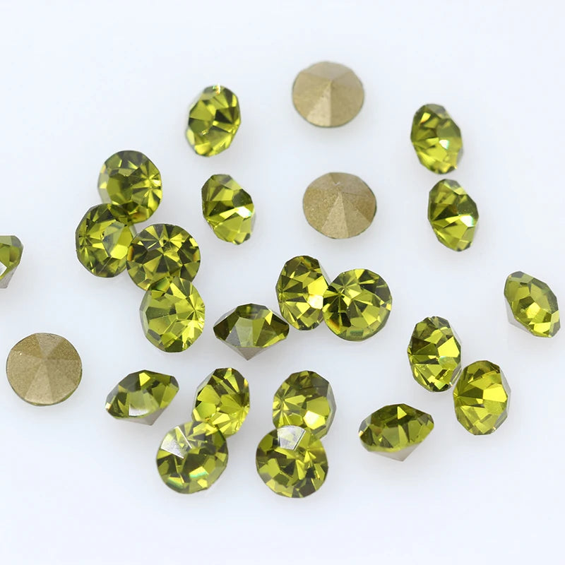 1440P SS2/3/4/5/6/8 Round Facet Cone Cz Crystal 36Color Pointed Back Diamond For 3D Nail Arts Wedding Dress Repair Jewelry Beads
