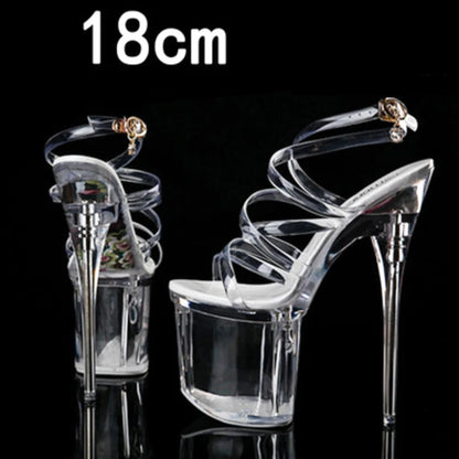 Girls Shoe for Party Club Stripper Heels Women Shoes 2021 Platforms High Heels Sandals Clear Sexy Pole Dance 20cm High Plus Size