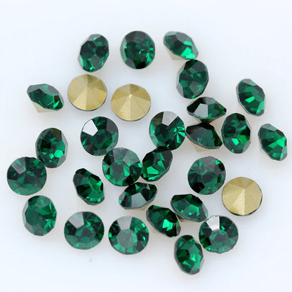 1440P SS2/3/4/5/6/8 Round Facet Cone Cz Crystal 36Color Pointed Back Diamond For 3D Nail Arts Wedding Dress Repair Jewelry Beads