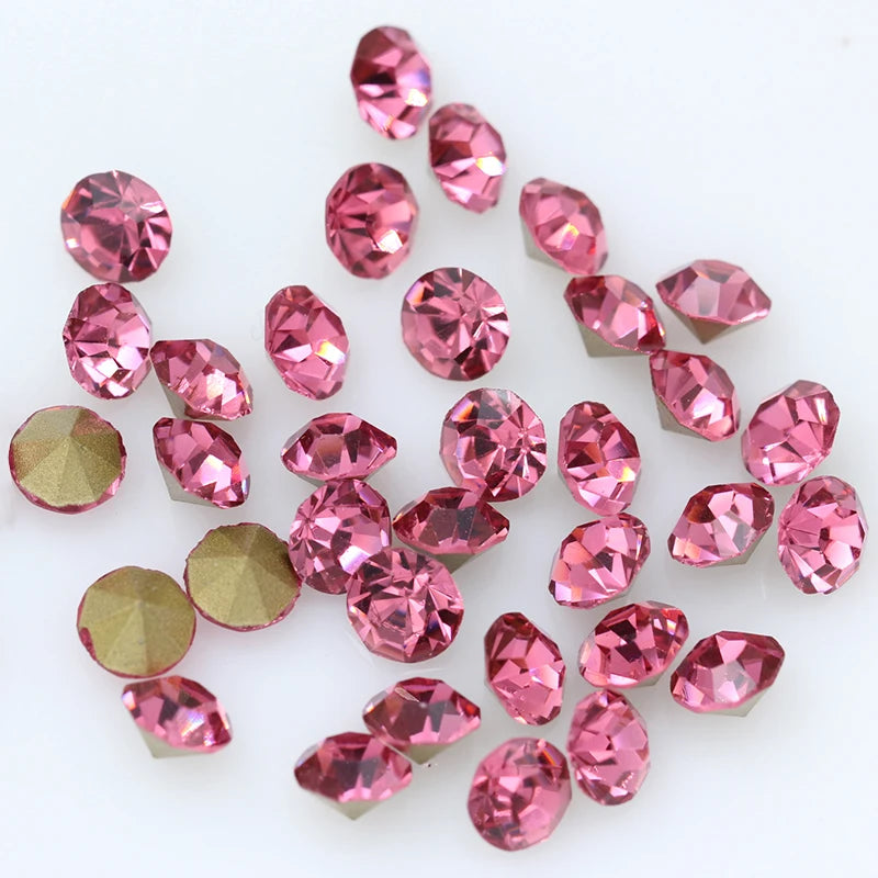 1440P SS2/3/4/5/6/8 Round Facet Cone Cz Crystal 36Color Pointed Back Diamond For 3D Nail Arts Wedding Dress Repair Jewelry Beads