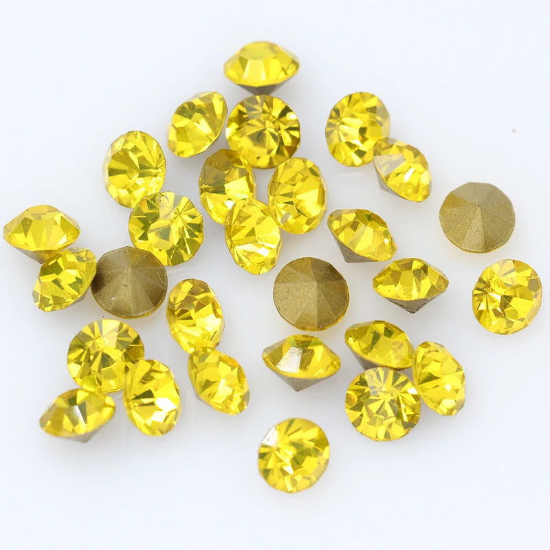 1440P SS2/3/4/5/6/8 Round Facet Cone Cz Crystal 36Color Pointed Back Diamond For 3D Nail Arts Wedding Dress Repair Jewelry Beads