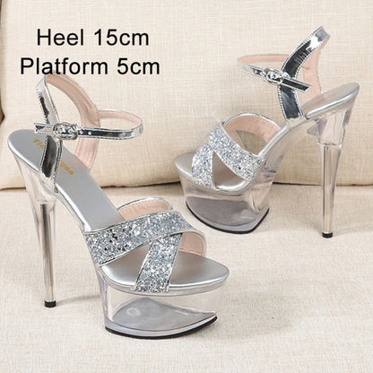 Girls Shoe for Party Club Stripper Heels Women Shoes 2021 Platforms High Heels Sandals Clear Sexy Pole Dance 20cm High Plus Size