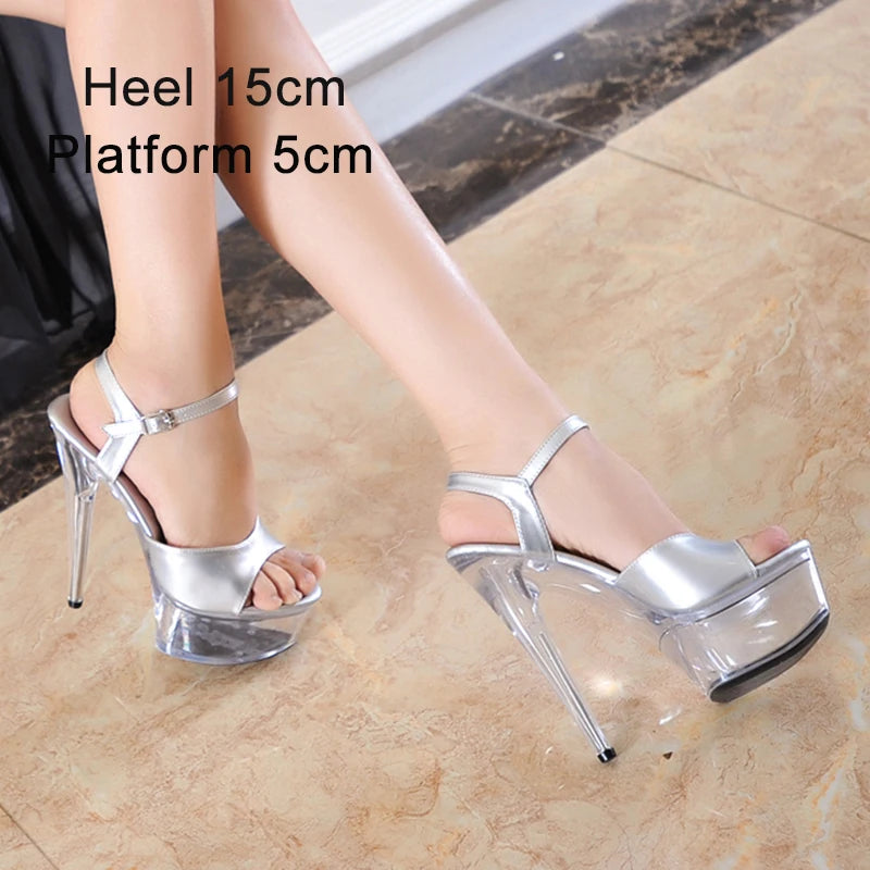 Girls Shoe for Party Club Stripper Heels Women Shoes 2021 Platforms High Heels Sandals Clear Sexy Pole Dance 20cm High Plus Size