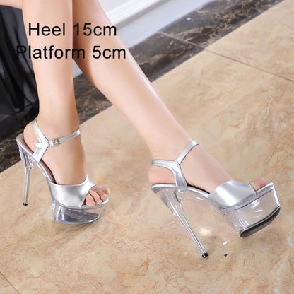 Girls Shoe for Party Club Stripper Heels Women Shoes 2021 Platforms High Heels Sandals Clear Sexy Pole Dance 20cm High Plus Size