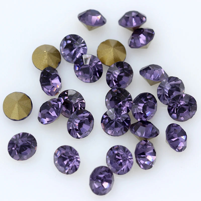 1440P SS2/3/4/5/6/8 Round Facet Cone Cz Crystal 36Color Pointed Back Diamond For 3D Nail Arts Wedding Dress Repair Jewelry Beads