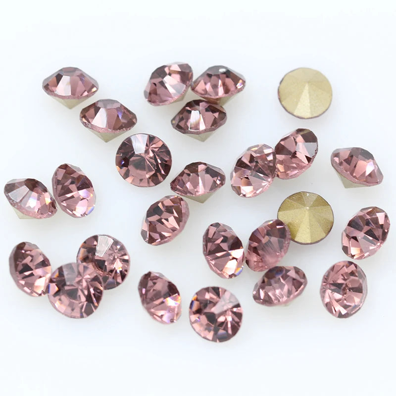 1440P SS2/3/4/5/6/8 Round Facet Cone Cz Crystal 36Color Pointed Back Diamond For 3D Nail Arts Wedding Dress Repair Jewelry Beads