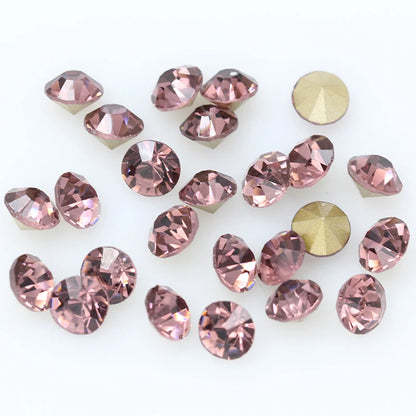 1440P SS2/3/4/5/6/8 Round Facet Cone Cz Crystal 36Color Pointed Back Diamond For 3D Nail Arts Wedding Dress Repair Jewelry Beads