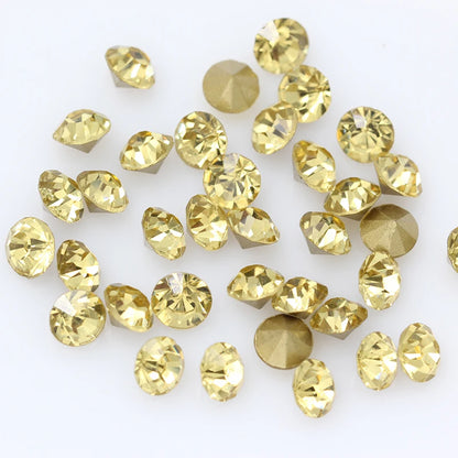 1440P SS2/3/4/5/6/8 Round Facet Cone Cz Crystal 36Color Pointed Back Diamond For 3D Nail Arts Wedding Dress Repair Jewelry Beads