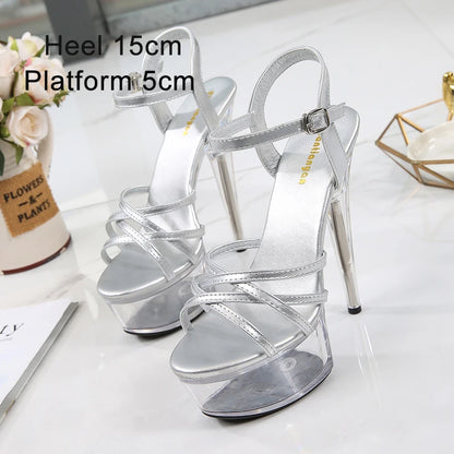 Girls Shoe for Party Club Stripper Heels Women Shoes 2021 Platforms High Heels Sandals Clear Sexy Pole Dance 20cm High Plus Size