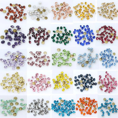 1440P SS2/3/4/5/6/8 Round Facet Cone Cz Crystal 36Color Pointed Back Diamond For 3D Nail Arts Wedding Dress Repair Jewelry Beads