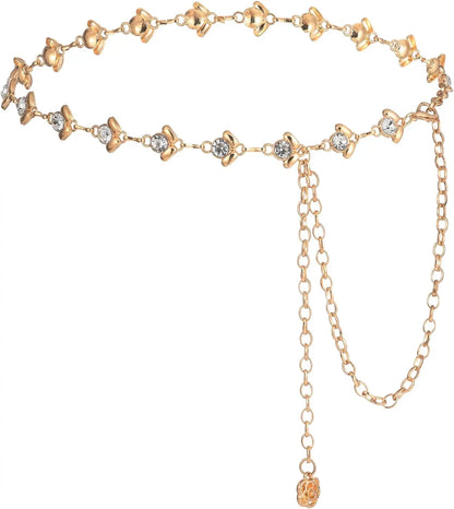 Metal Chain Belt for Women Cowgirl Western Country Chain Belts Adjustable Concho Belt for Sweaters Dresses Jeans