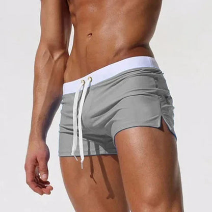 Men's Swimsuit 10 Color Back Pocket Design Quick-drying Beach Men's Boxer Shorts Summer Swimming Trunks