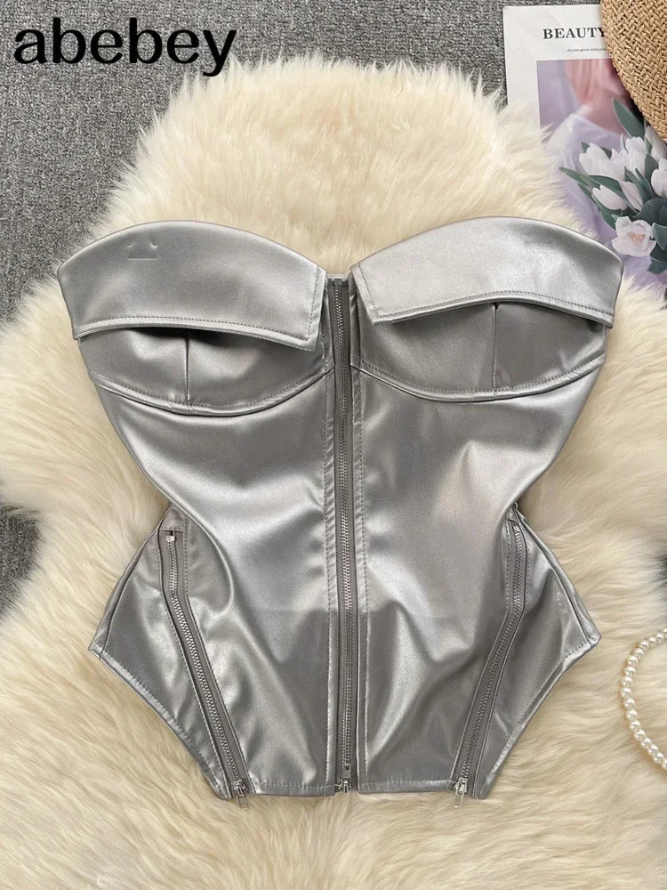 Silver Gold Corsets for Women Steampunk Gothic Corset Bustier with Zipper  Vintage Style Corset Top Burlesque Lingerie