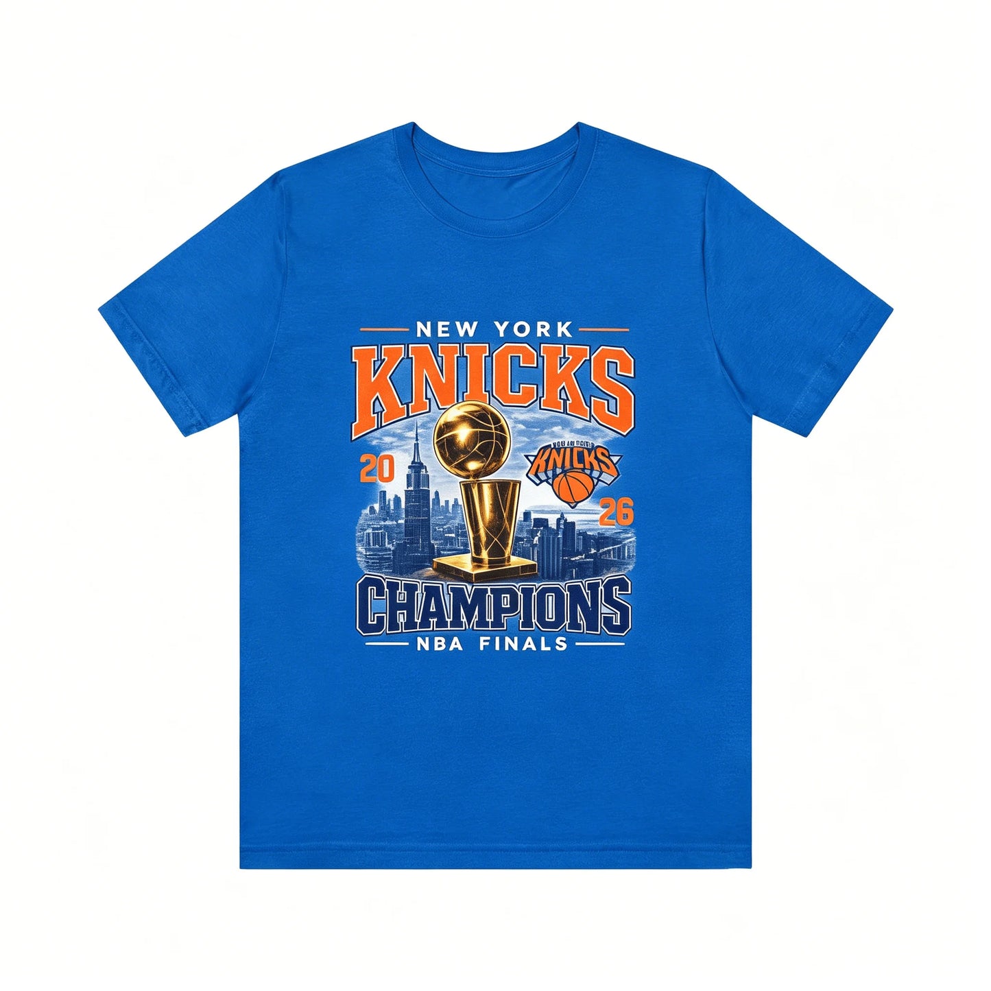 New York Knicks Champions Tee 2026 Finals Trophy City Skyline T-shirt 2026 Summer New Men's Women's Fashion Cotton T-shirt Y2K