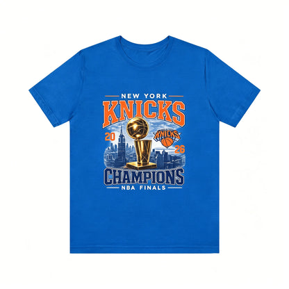 New York Knicks Champions Tee 2026 Finals Trophy City Skyline T-shirt 2026 Summer New Men's Women's Fashion Cotton T-shirt Y2K