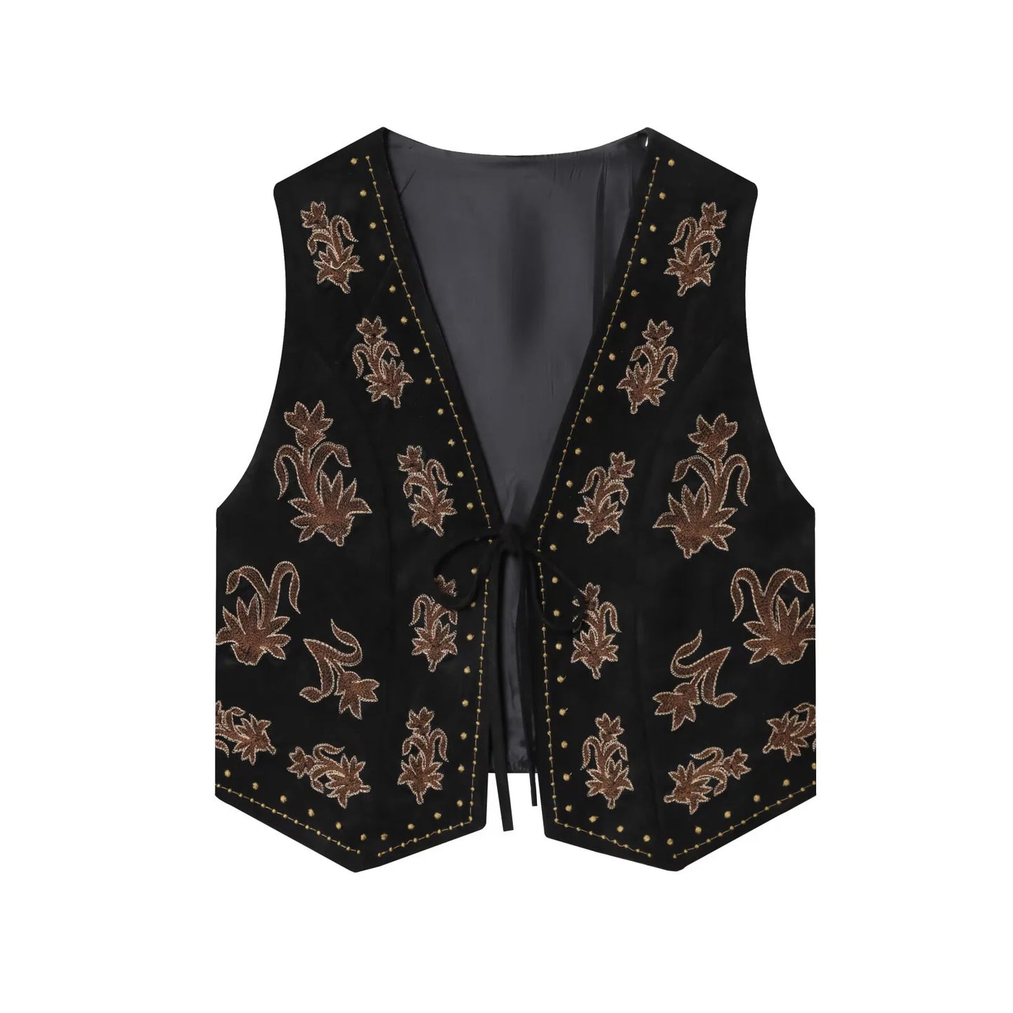 ZERAINS Autumn new women's clothing European and American style bead embroidery suede texture effect vest