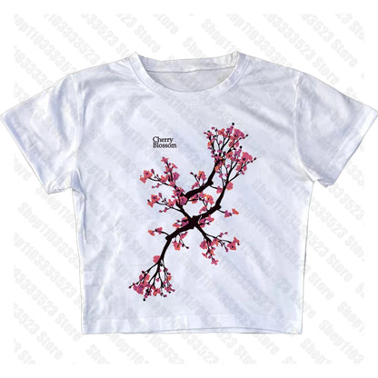 Cute girls Women T-shirt Streetwear Gothic Harajuku Graphic T-shirts Retro Kawaii Printing Slim Women T-shirts Y2k Style 2000s