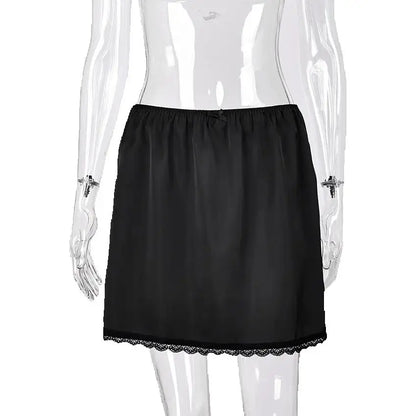 Linad Summer Sexy Satin White Mini Skirts For Women Street Chic Red High Waist Skirt Casual Slim Elastic Waist Skirt Female 2025