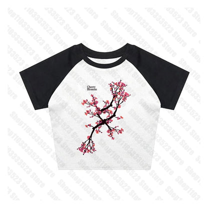 Cute girls Women T-shirt Streetwear Gothic Harajuku Graphic T-shirts Retro Kawaii Printing Slim Women T-shirts Y2k Style 2000s